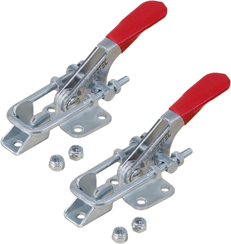 POWERTEC مشبك قابل للتبديل، سعة تحمل 400 رطل، قفل U قابل للتعديل 323 مع مقبض يد مضاد للانزلاق لأدوات النجارة والتركيبات، حاملة إطارات، صندوق أدوات، خزانة (20310-P2)، 2 قطعة، عبوة من 1 - Image 1